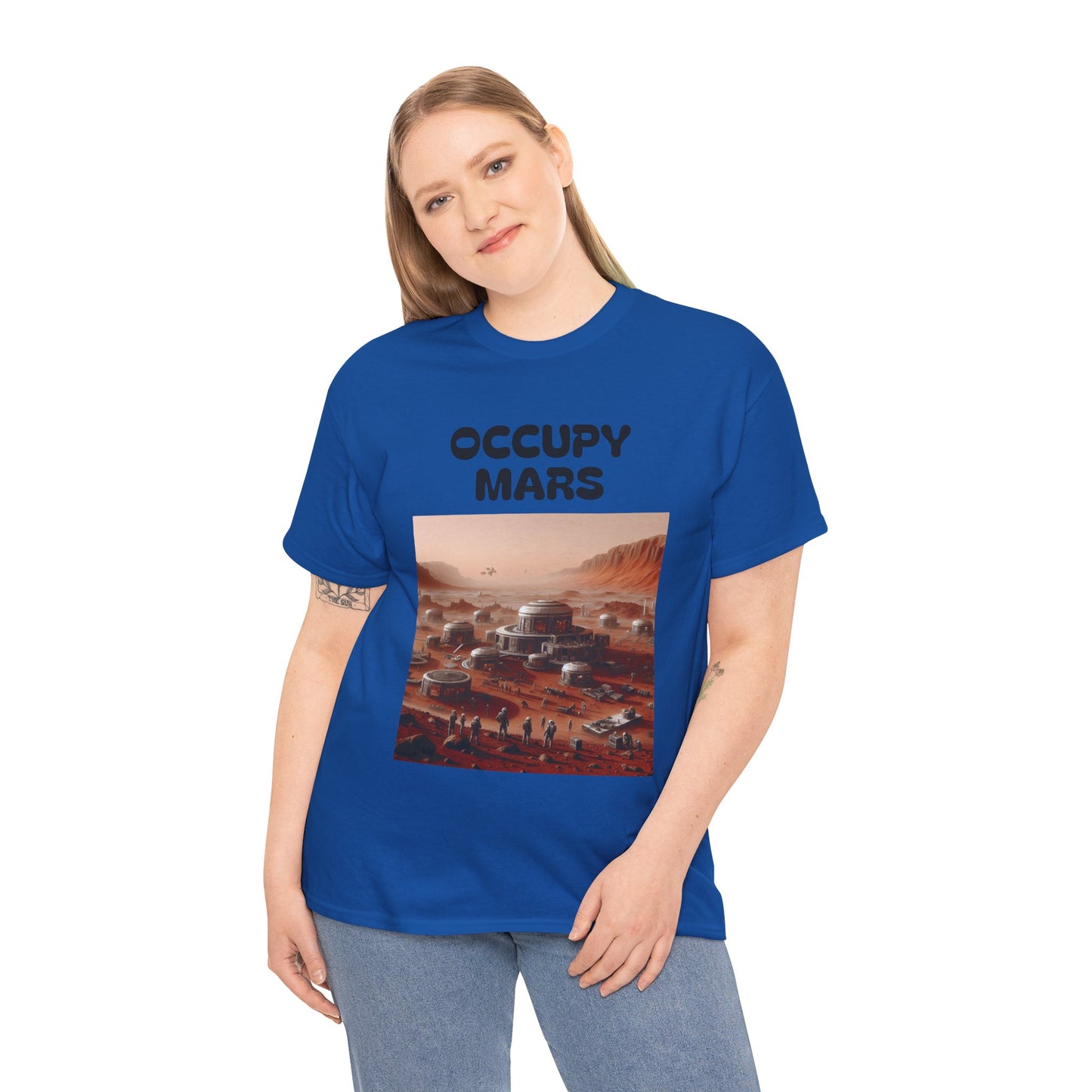 Occupy Mars Unisex Heavy Cotton Tee - Futuristic Space Shirt for Sci-Fi Lovers, Visionary Gift, Casual Wear, Trendy Apparel
