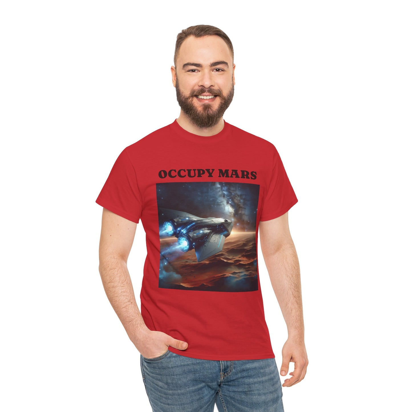 Unisex Heavy Cotton Occupy Mars Apparel Space Adventure Tee - Perfect for Cosmic Dreamers, Casual Everyday Wear, Space Lovers, Gift for Astronomers, [...]