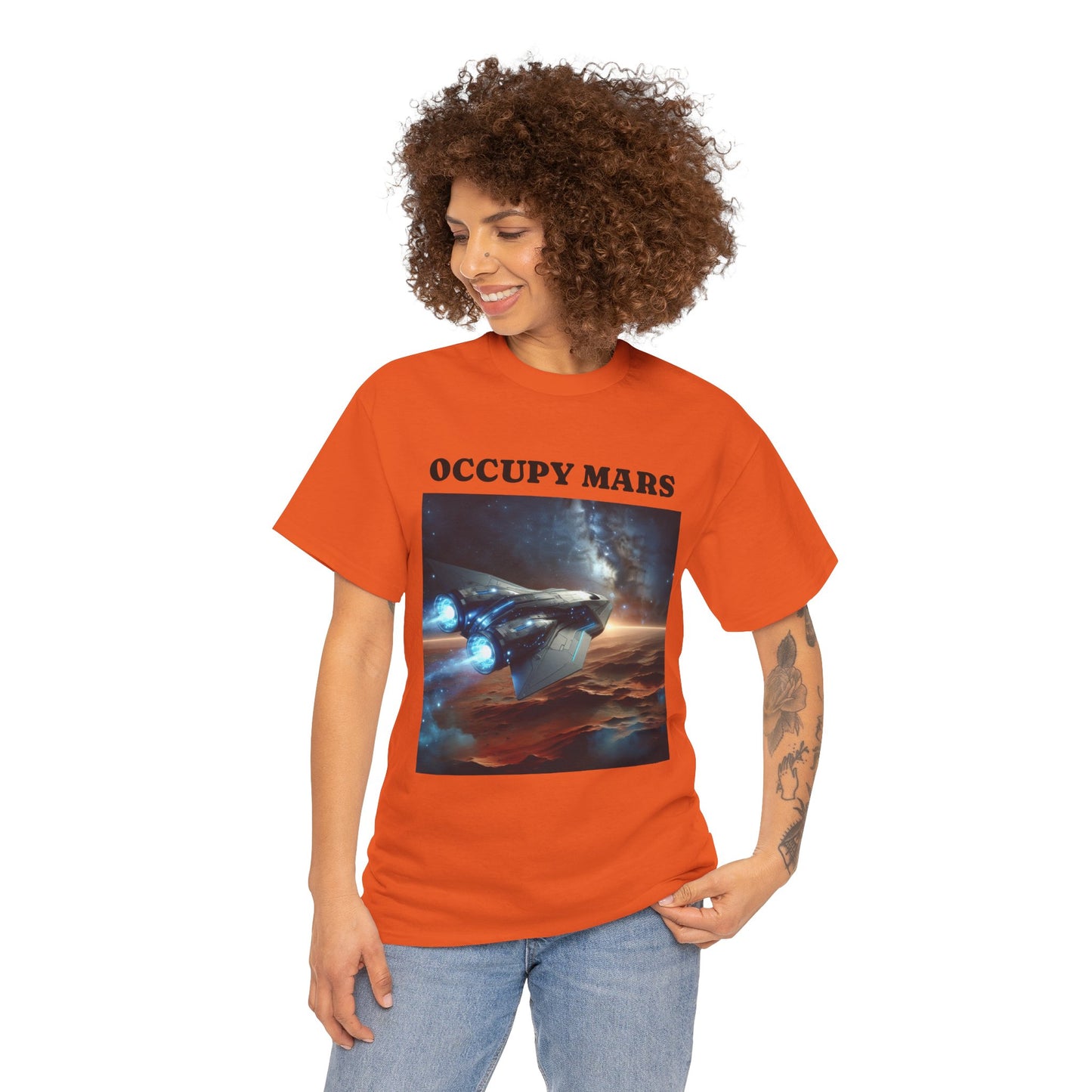 Unisex Heavy Cotton Occupy Mars Apparel Space Adventure Tee - Perfect for Cosmic Dreamers, Casual Everyday Wear, Space Lovers, Gift for Astronomers, [...]