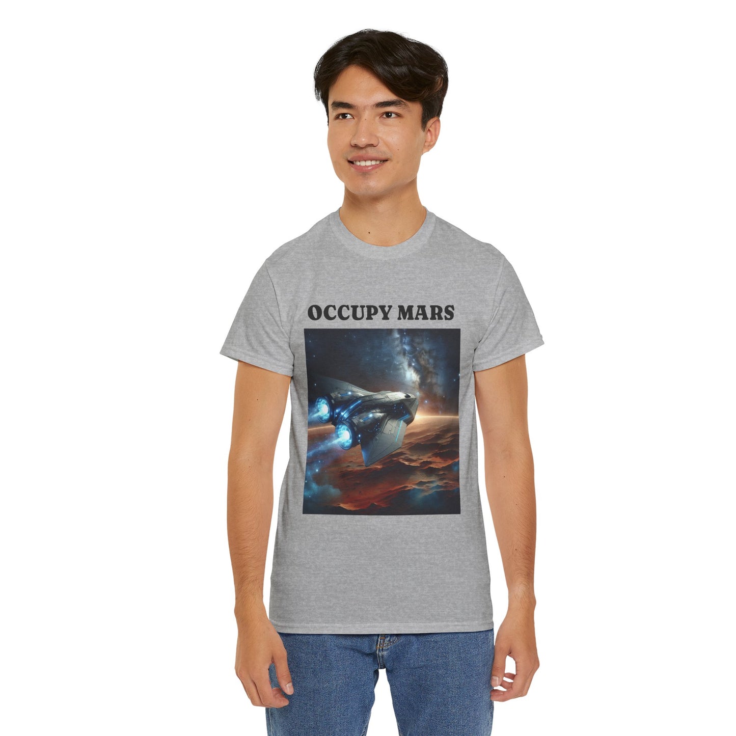 Unisex Heavy Cotton Occupy Mars Apparel Space Adventure Tee - Perfect for Cosmic Dreamers, Casual Everyday Wear, Space Lovers, Gift for Astronomers, [...]