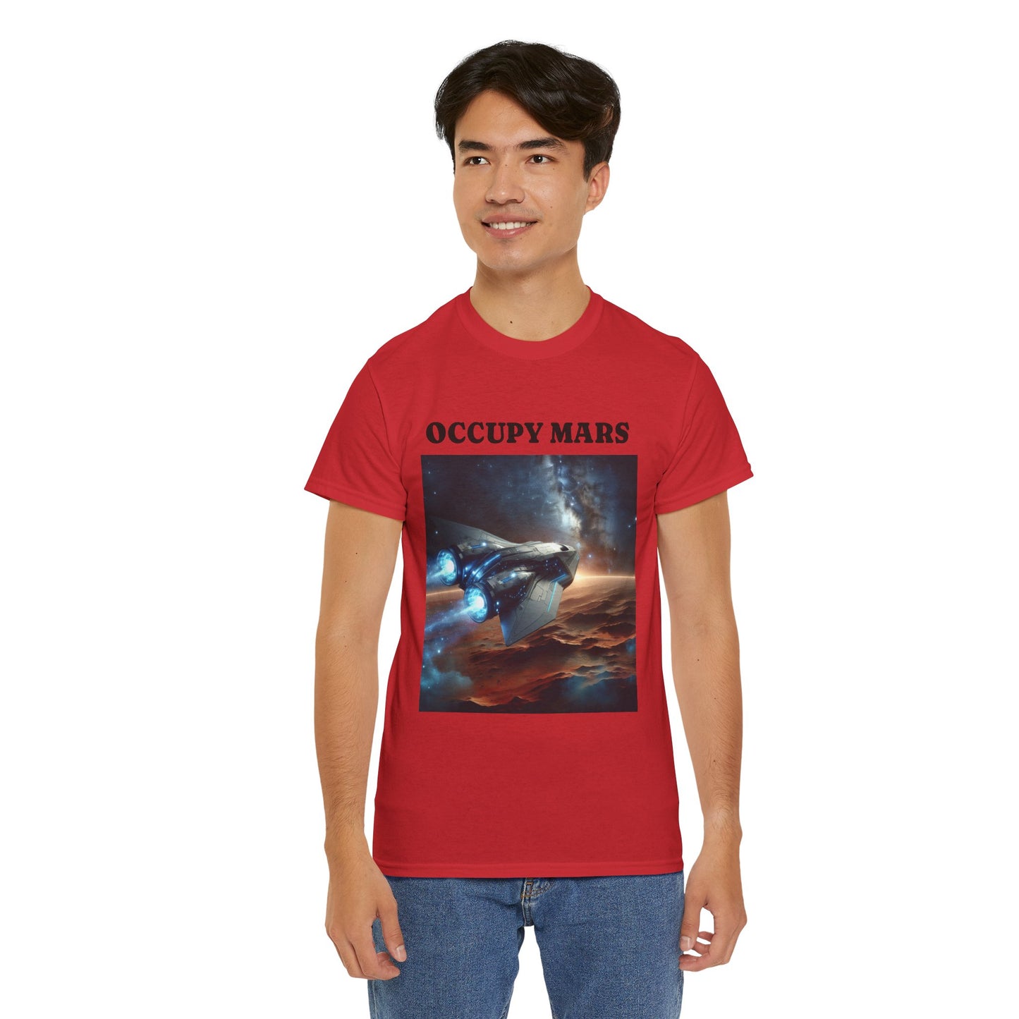 Unisex Heavy Cotton Occupy Mars Apparel Space Adventure Tee - Perfect for Cosmic Dreamers, Casual Everyday Wear, Space Lovers, Gift for Astronomers, [...]