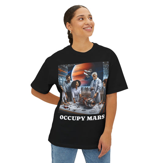 Unisex Oversized Space-Themed Occupy Mars Tee, Casual Graphic T-Shirt, Sci-Fi Inspired Shirt, Gift for Space Lovers, Occupy Mars Tee