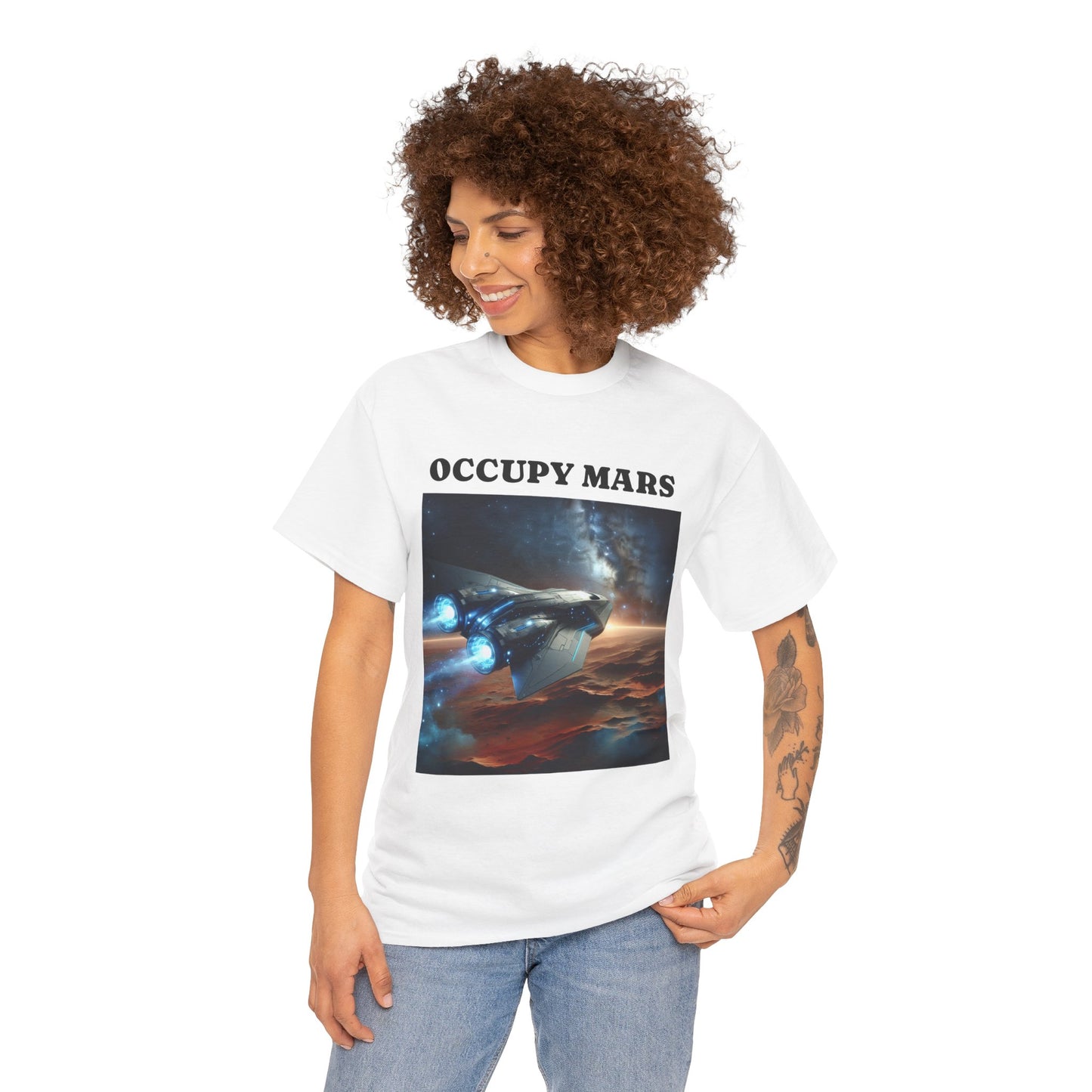 Unisex Heavy Cotton Occupy Mars Apparel Space Adventure Tee - Perfect for Cosmic Dreamers, Casual Everyday Wear, Space Lovers, Gift for Astronomers, [...]