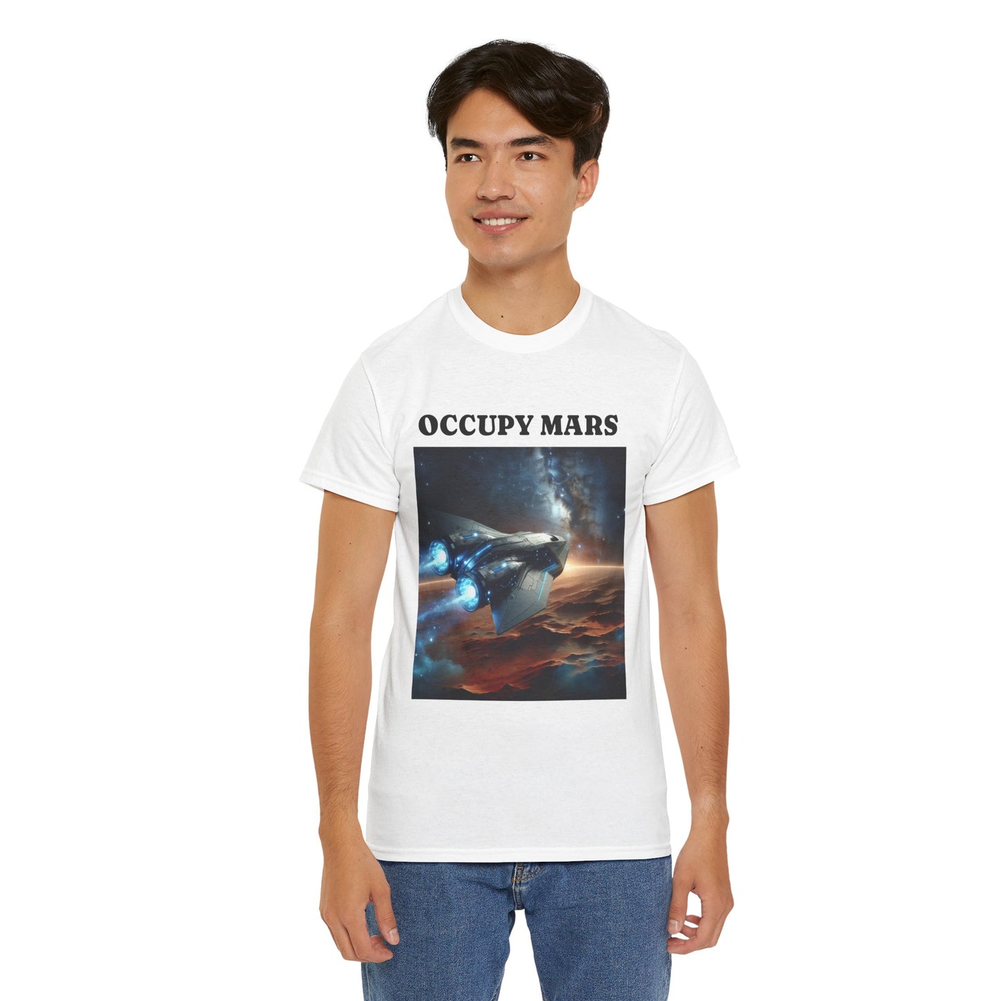 Unisex Heavy Cotton Occupy Mars Apparel Space Adventure Tee - Perfect for Cosmic Dreamers, Casual Everyday Wear, Space Lovers, Gift for Astronomers, [...]