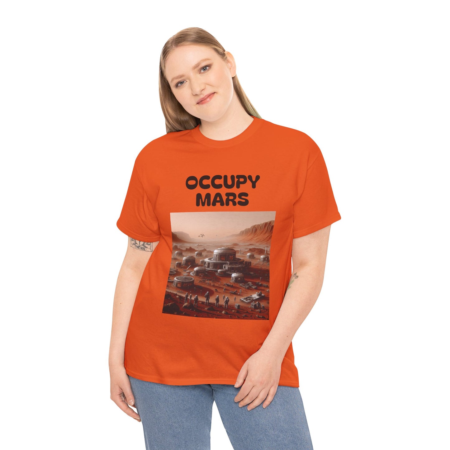 Occupy Mars Unisex Heavy Cotton Tee - Futuristic Space Shirt for Sci-Fi Lovers, Visionary Gift, Casual Wear, Trendy Apparel