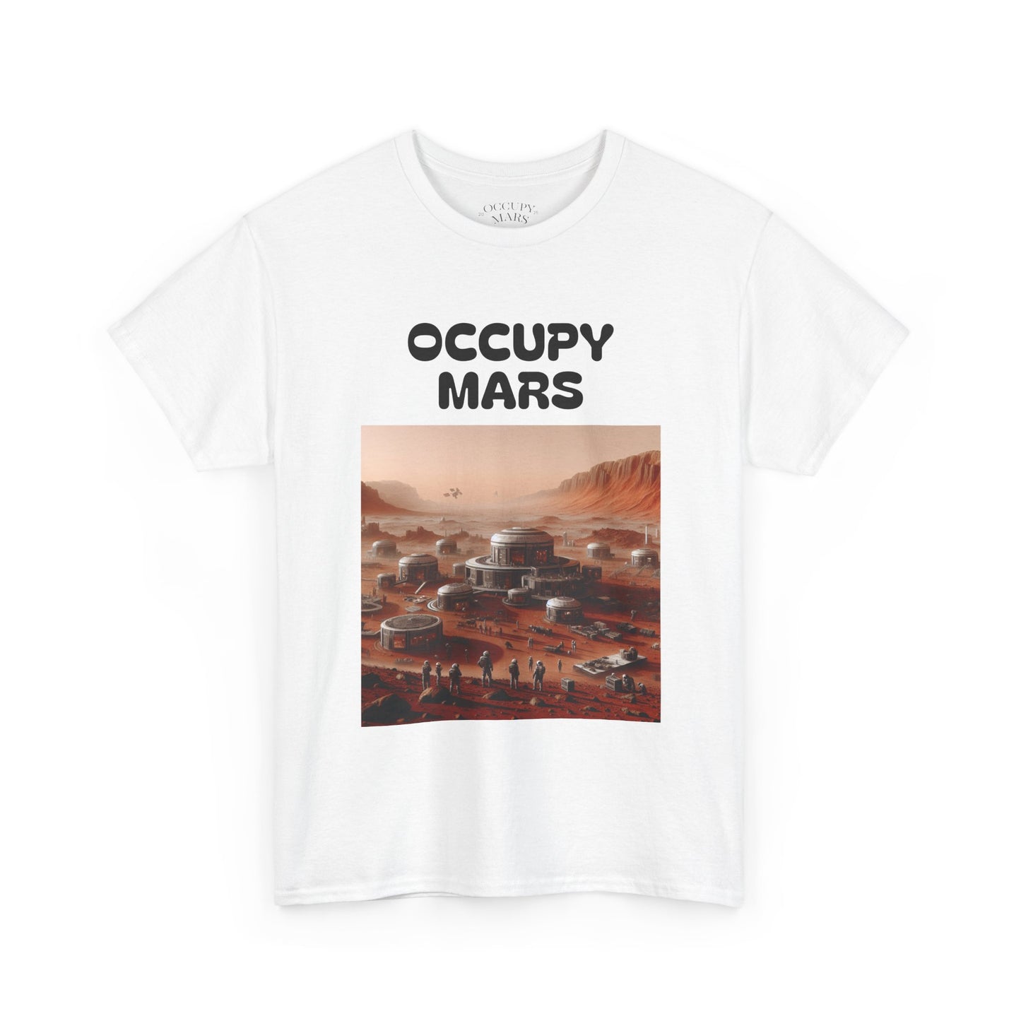 Occupy Mars Unisex Heavy Cotton Tee - Futuristic Space Shirt for Sci-Fi Lovers, Visionary Gift, Casual Wear, Trendy Apparel