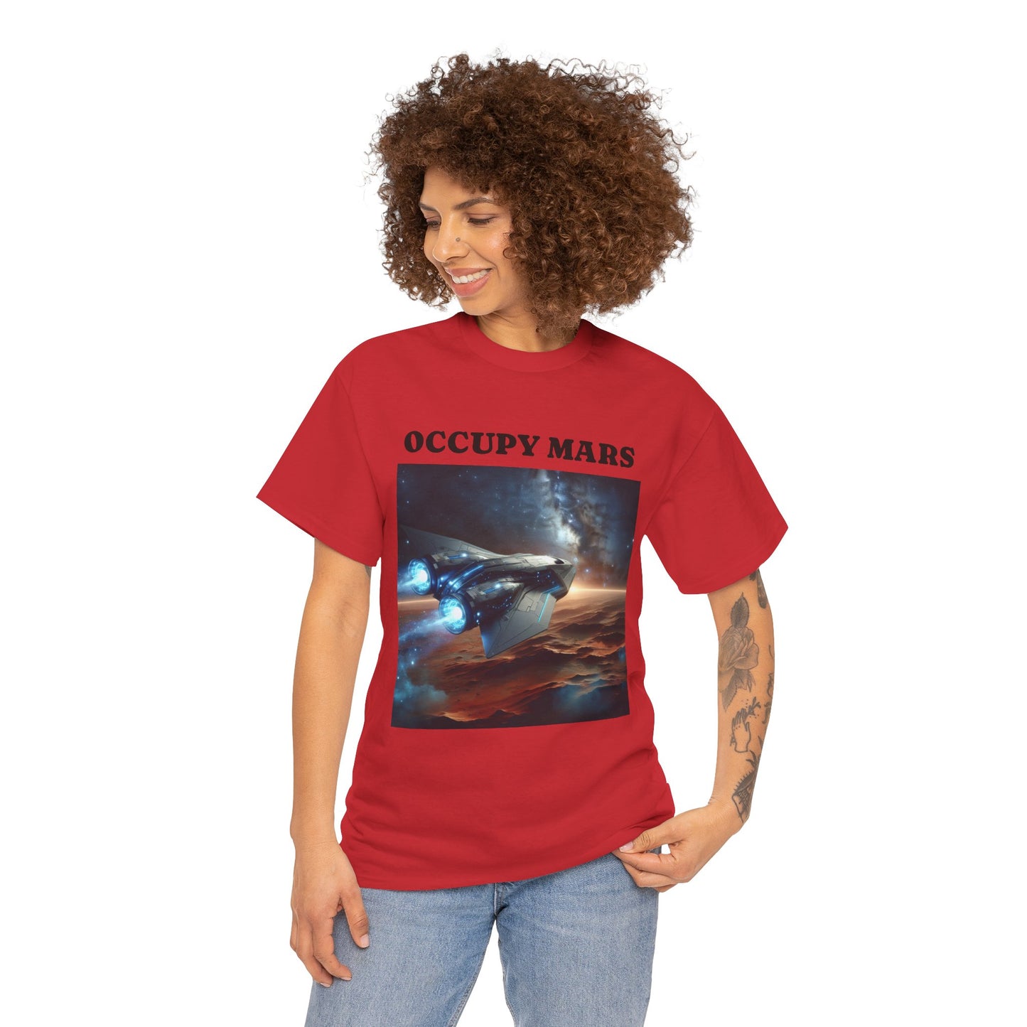 Unisex Heavy Cotton Occupy Mars Apparel Space Adventure Tee - Perfect for Cosmic Dreamers, Casual Everyday Wear, Space Lovers, Gift for Astronomers, [...]