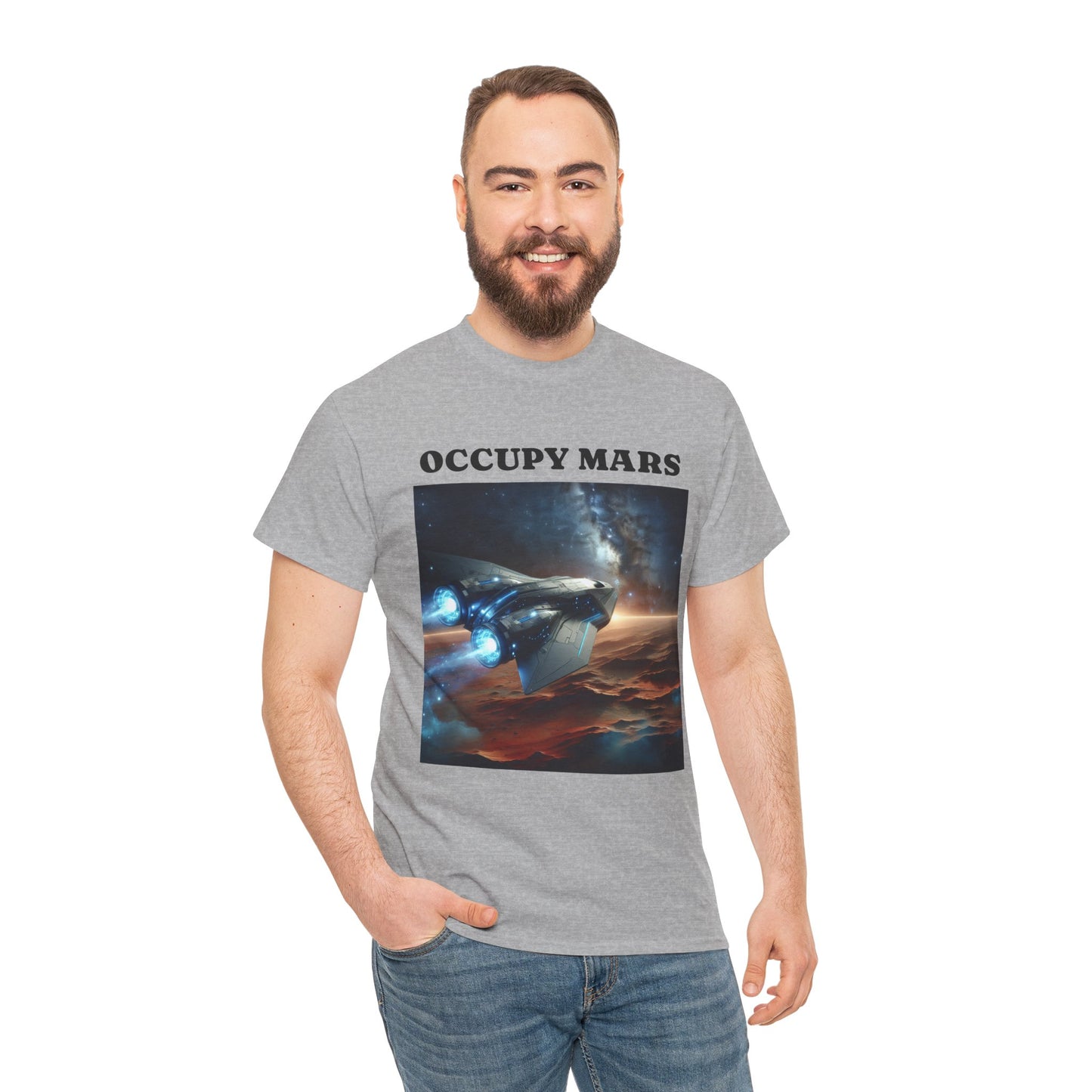Unisex Heavy Cotton Occupy Mars Apparel Space Adventure Tee - Perfect for Cosmic Dreamers, Casual Everyday Wear, Space Lovers, Gift for Astronomers, [...]