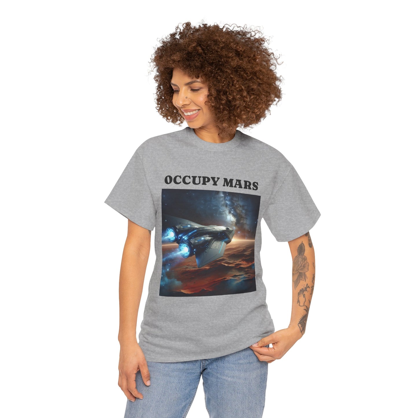 Unisex Heavy Cotton Occupy Mars Apparel Space Adventure Tee - Perfect for Cosmic Dreamers, Casual Everyday Wear, Space Lovers, Gift for Astronomers, [...]