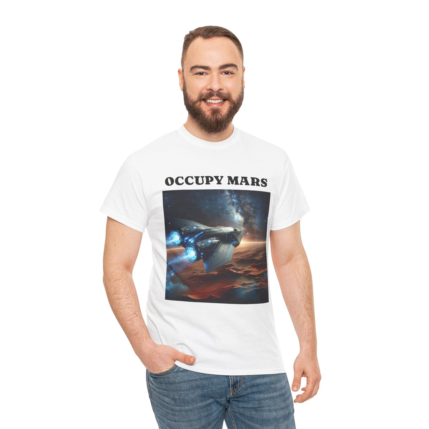 Unisex Heavy Cotton Occupy Mars Apparel Space Adventure Tee - Perfect for Cosmic Dreamers, Casual Everyday Wear, Space Lovers, Gift for Astronomers, [...]