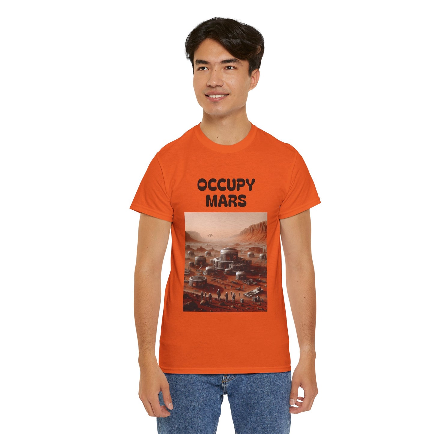 Occupy Mars Unisex Heavy Cotton Tee - Futuristic Space Shirt for Sci-Fi Lovers, Visionary Gift, Casual Wear, Trendy Apparel